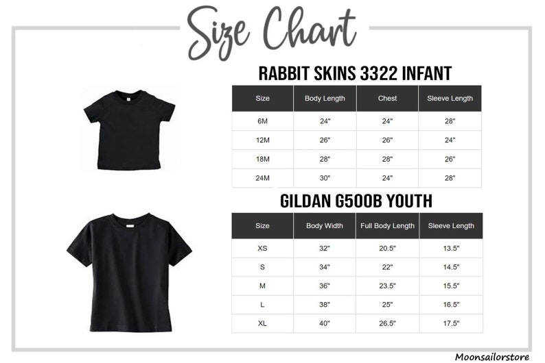 the size chart for a t - shirt