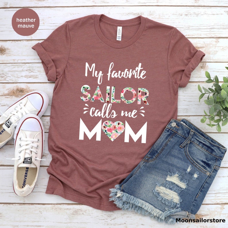 My Favorite Sailor Calls Me Mom Unisex T-shirt, Navy Mom Tee Shirt, Proud Mom Gift, Military Mom T-Shirt, Mother's Day Shirt image 6