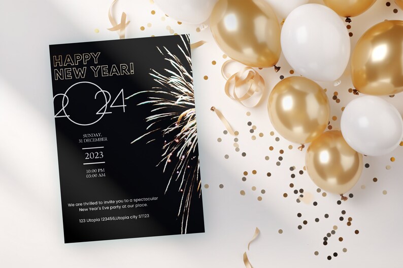 Editable New Year's Eve Party Invitation, New Year's Eve Invite ...