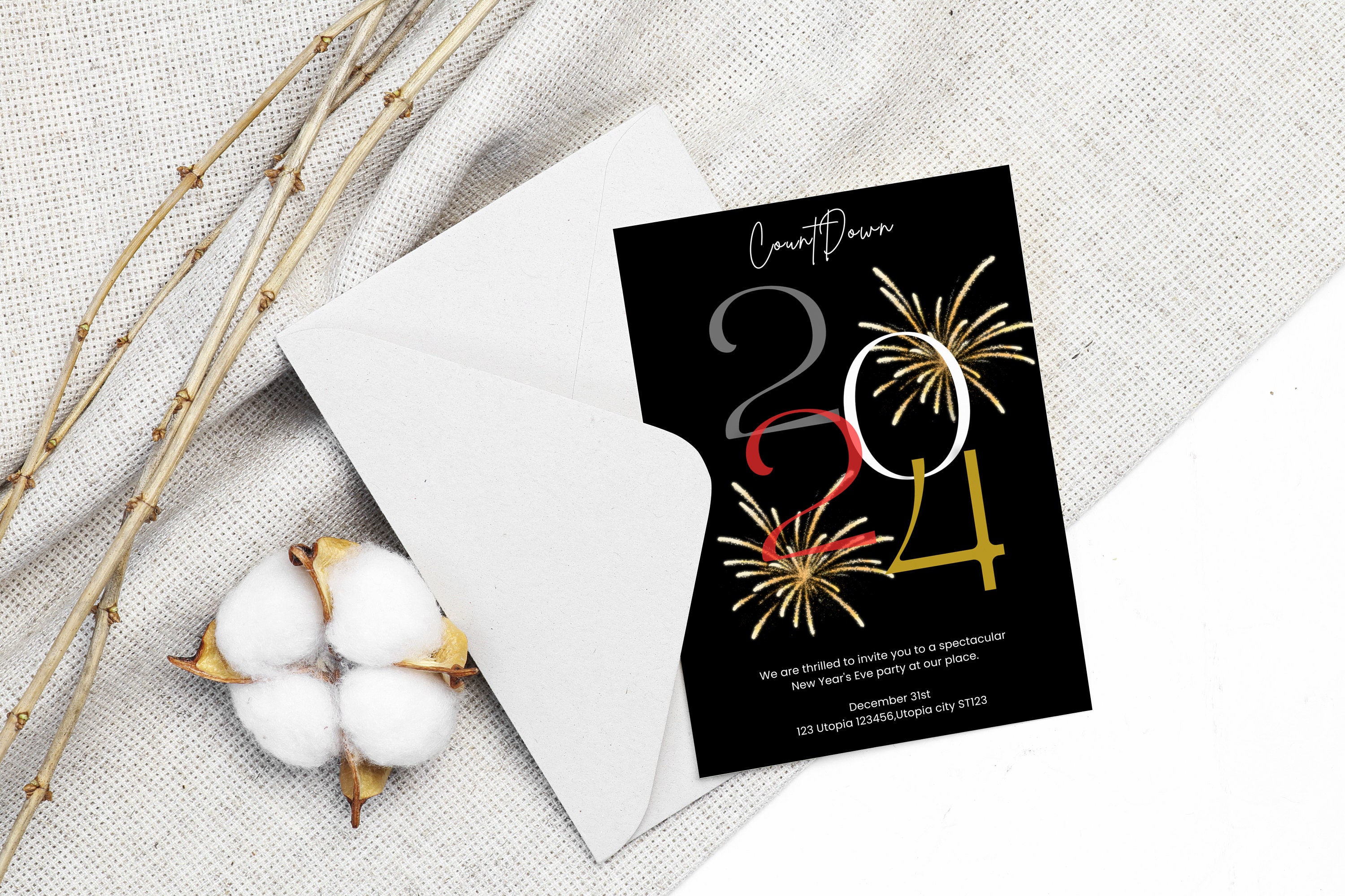 Editable New Year's Eve Party Invitation Template, New Year's Eve ...
