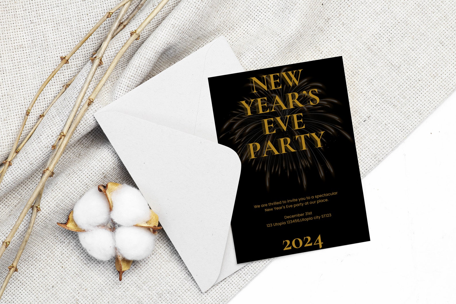 Editable New Year's Eve Party Invitation Template, Modern New Year's ...