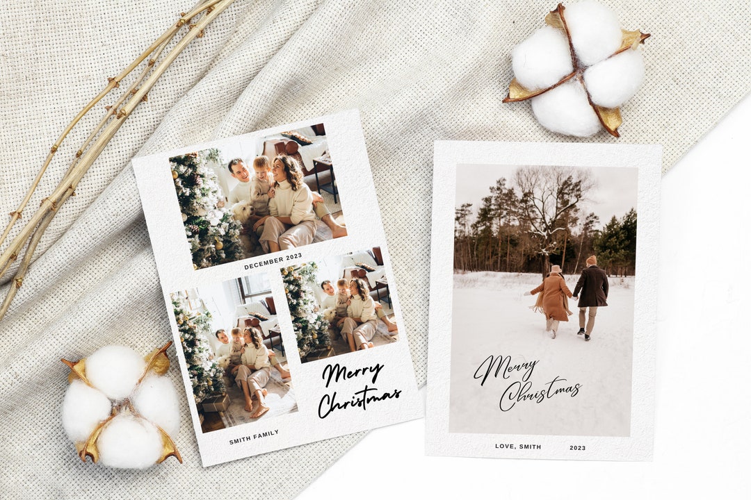 Editable Merry Christmas Card Template, Holiday Photo Card, Christmas ...