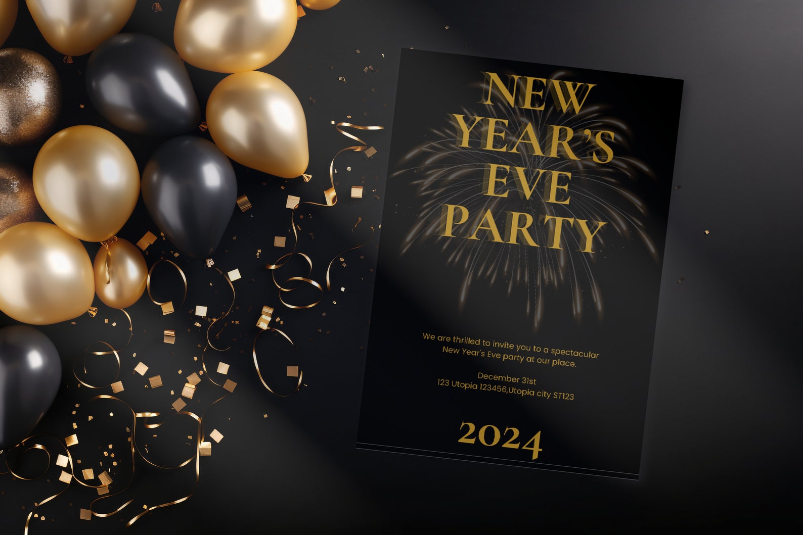 Editable New Year's Eve Party Invitation Template, Modern New Year's ...