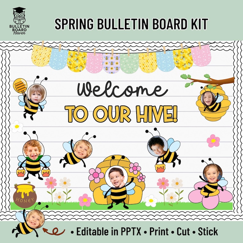 Spring Bee Bulletin Board Kit With Editable Name Tags for Classroom ...