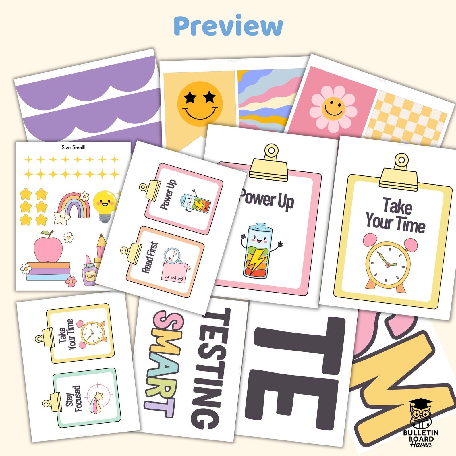 Test Bulletin Board Kit Motivational SEL Decor for Classroom Pastel ...