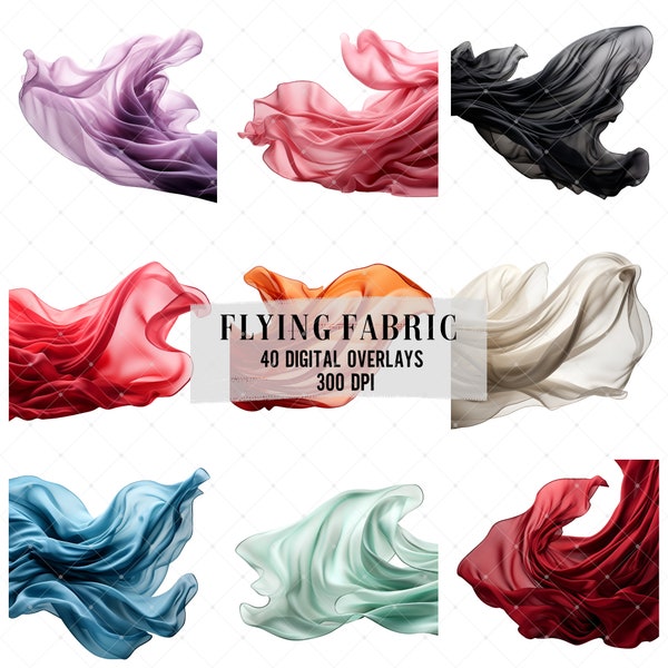 40 Dreamy Maternity Flying Fabric Overlays - Ethereal Digital Backgrounds for Pregnancy Photography, Pregnancy Photo Edit.
