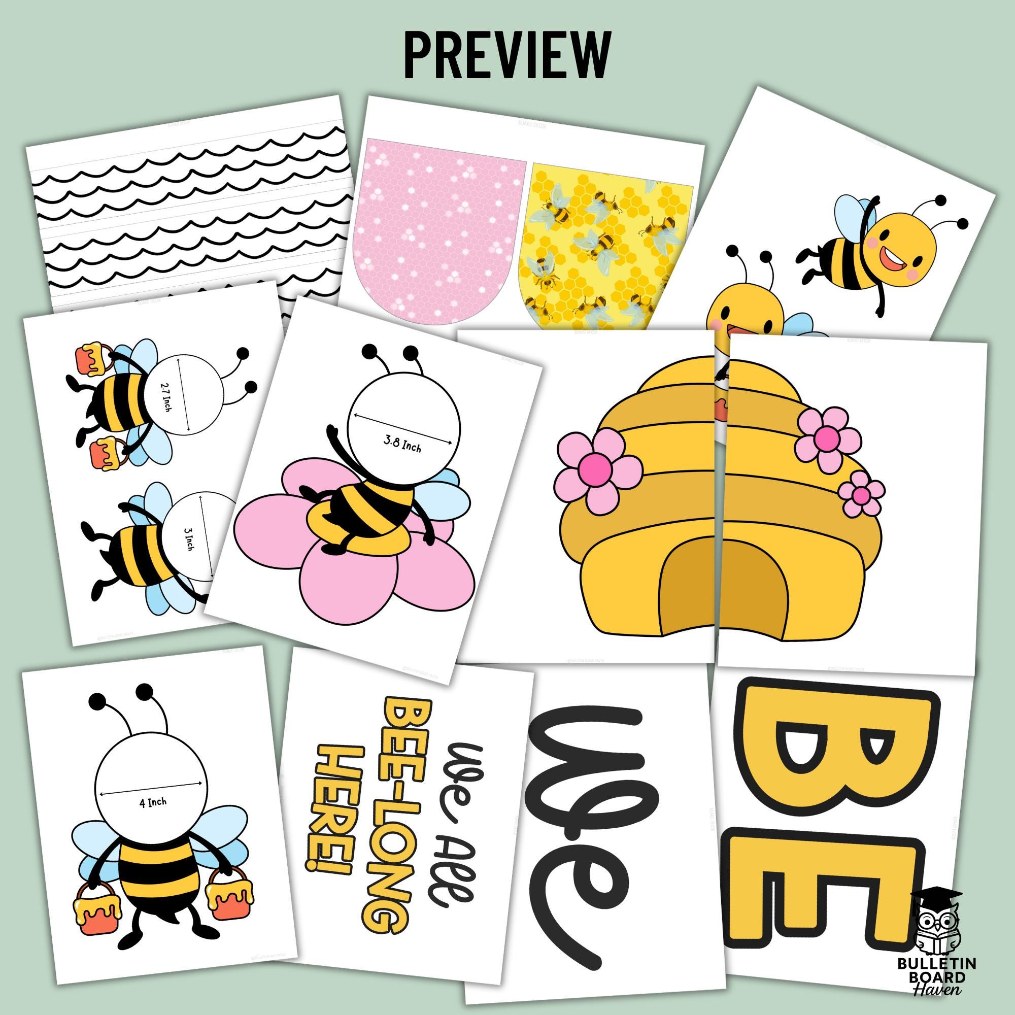 Spring Bee Bulletin Board Kit With Editable Name Tags for Classroom ...