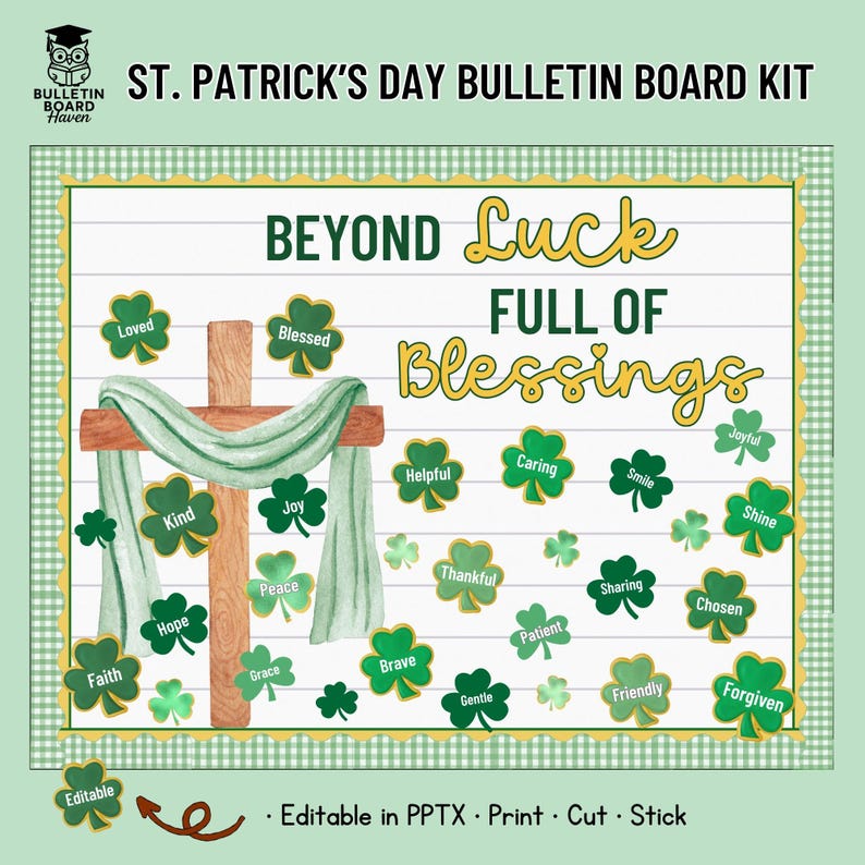 Christian St Patricks Day Bulletin Board Kit for Sunday School or ...