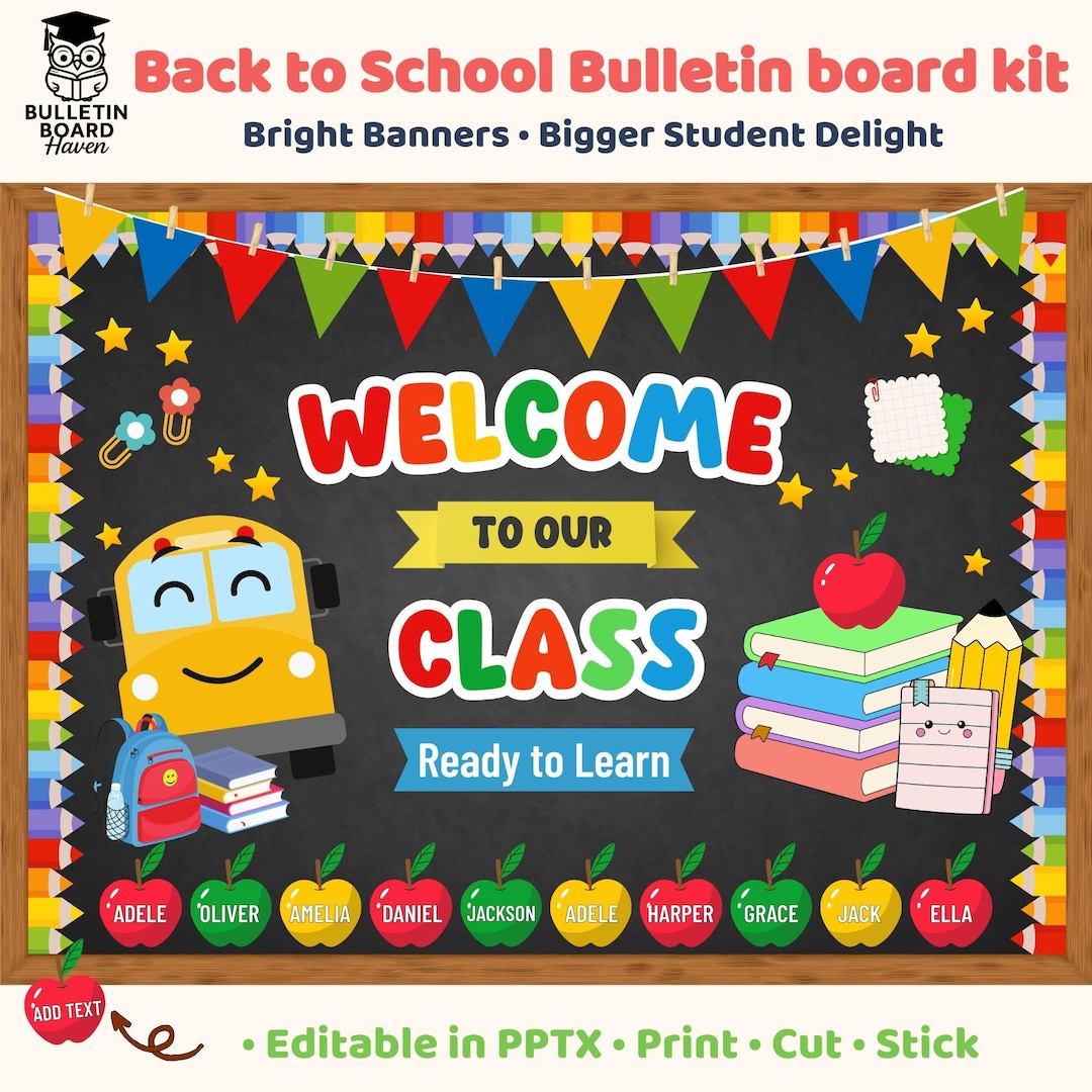 Back to School Kit Welcome Classroom Decor Editable Apple Student Names ...