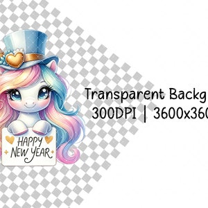 Happy New Year Unicorn Clipart, Happy New Year, Unicorn Png Graphics ...