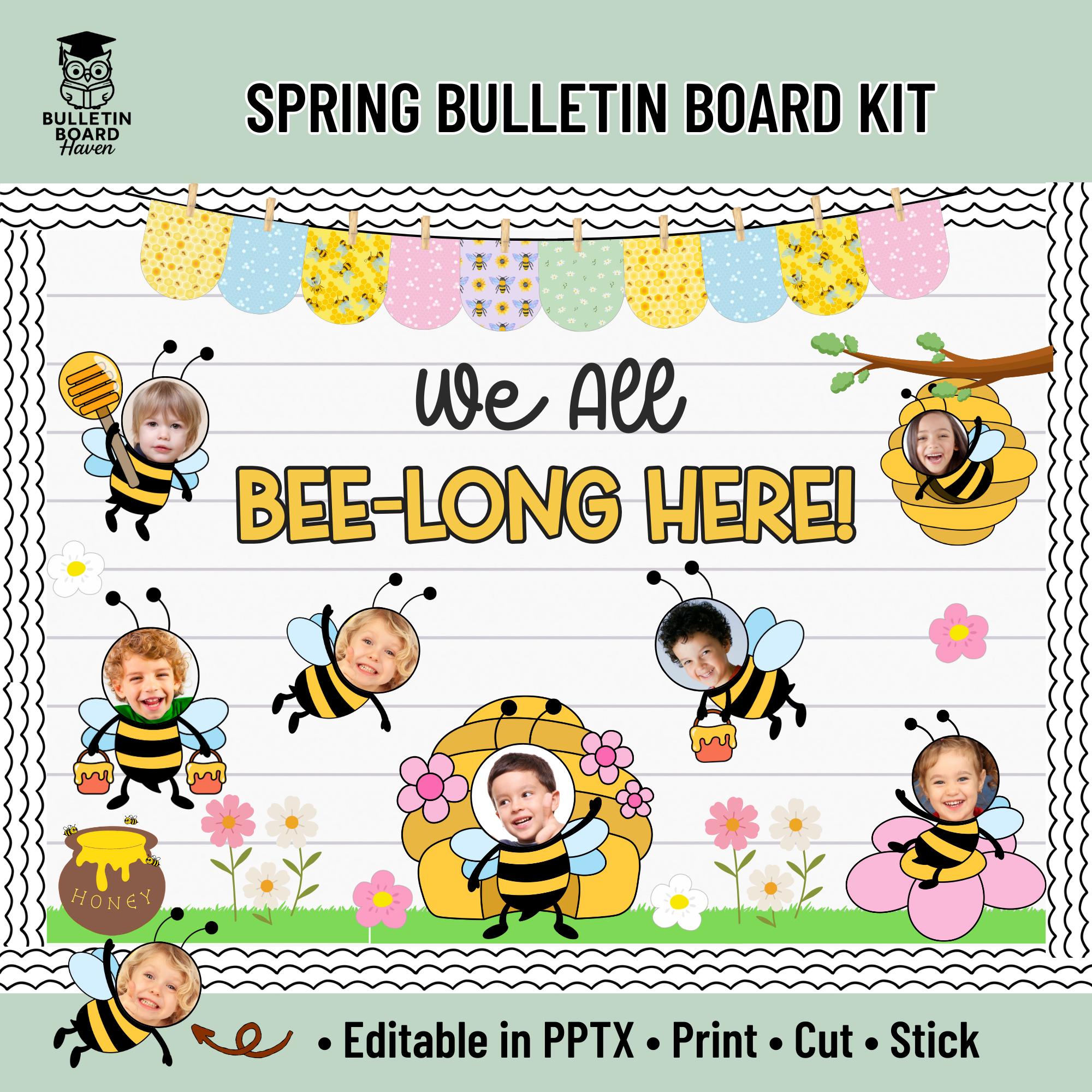 Spring Bee Bulletin Board Kit With Editable Name Tags for Classroom ...