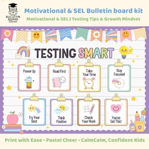 Test Bulletin Board Kit Motivational SEL Decor for Classroom Pastel Growth Mindset