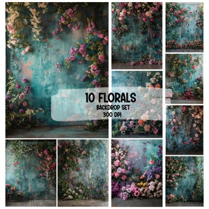 10 Floral Backgrounds Digital Backdrop Overlay Maternity Backdrop Digital Floral Overlays Newborn Studio Backdrop for Photoshop Overlays