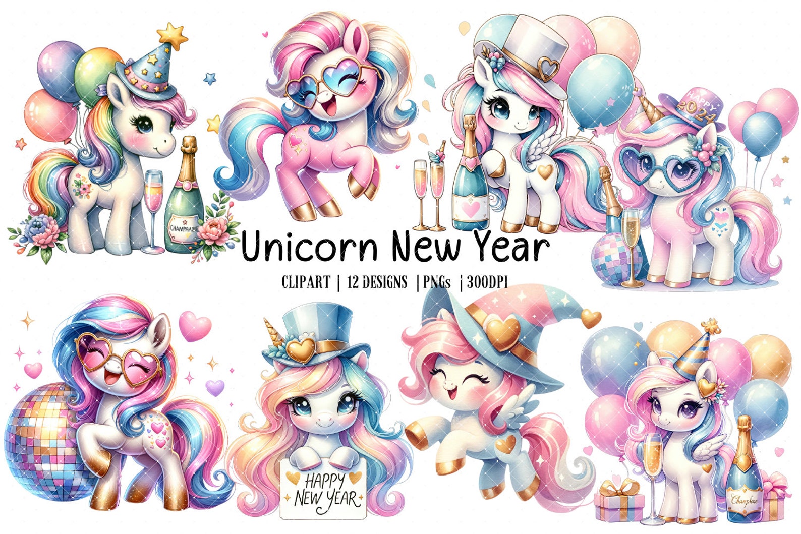 Happy New Year Unicorn Clipart, Happy New Year, Unicorn Png Graphics ...