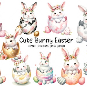 24 Easter bunny Clipart, JPGs, Watercolor Easter clipart, bunny clipart Watercolor rabbit clipart, Cute Bunny EasternColorful