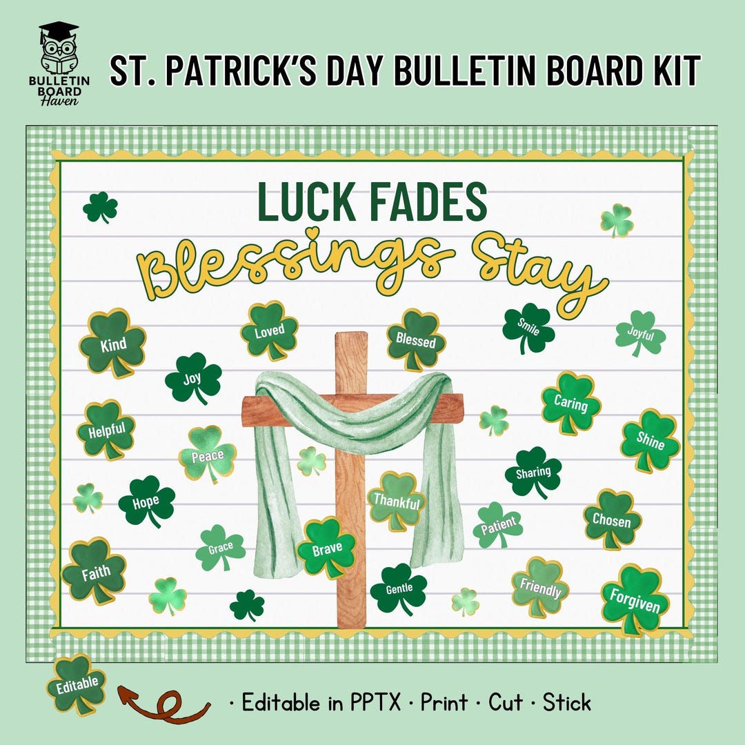 Christian St Patricks Day Bulletin Board Kit for Sunday School or ...