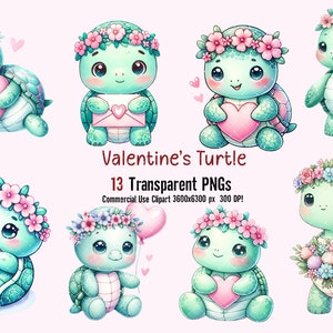Valentine Schildkröte Herz Clipart, Valentine Schildkröte Clipart, Aquarell Schildkröte Clipart, Valentine, Tier Valentinstag Clipart, kommerzielle Nutzung