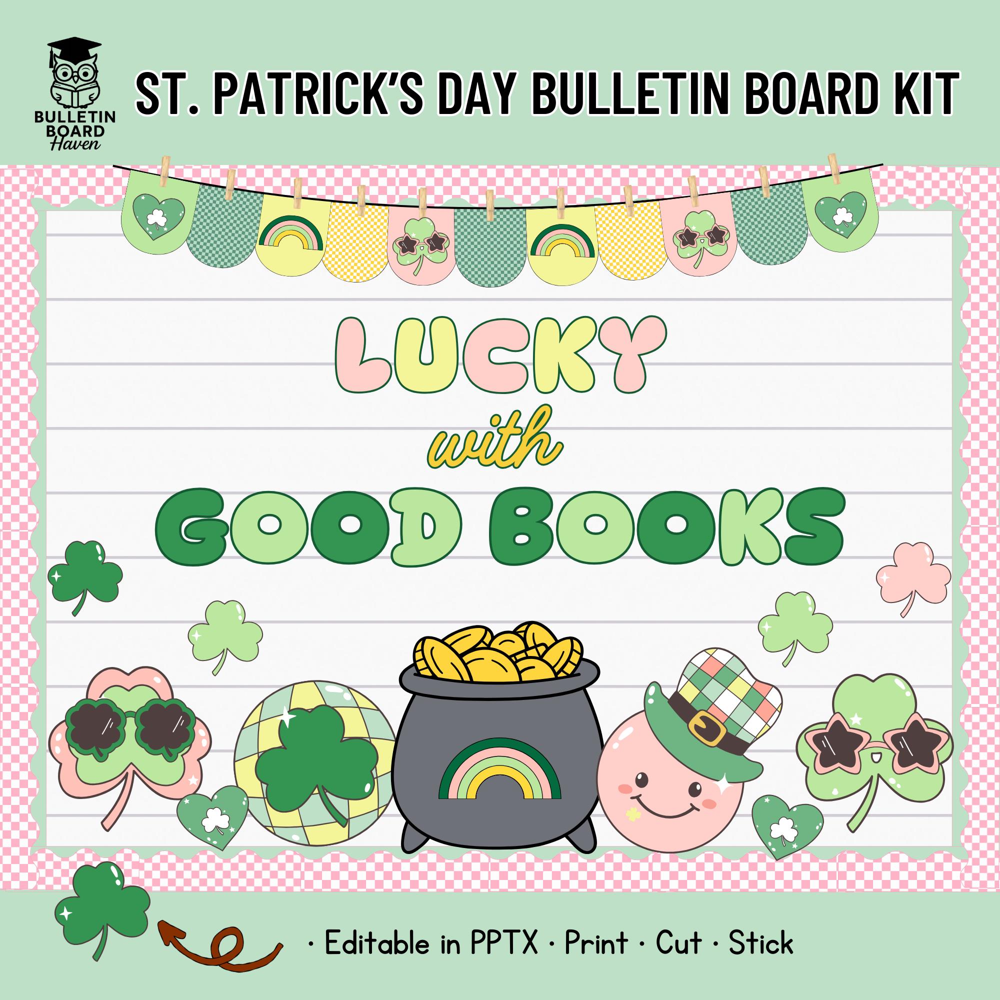 St Patricks Day Bulletin Board Kit Retro Classroom Decor Printable ...