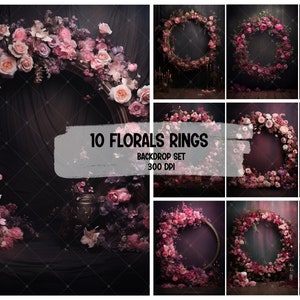 Blossoming Floral Ring Digital Backdrop for Maternity Photography - Enchanting Flower Circle Background, Digital Studio Backdrop