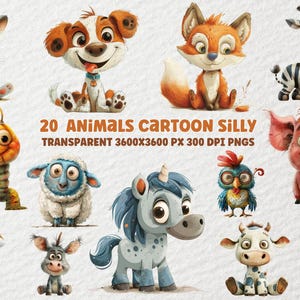 Silly Animals Clipart, Funny Animal Clipart Collection - Silly Creatures Digital Art for Crafts and Design