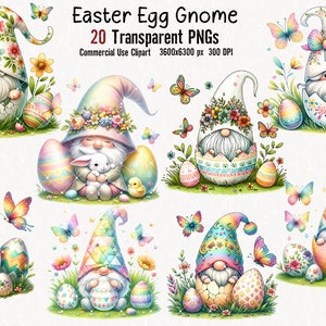 Watercolor Easter Egg Gnome Clipart,20 PNG Easter Clipart,Easter Gnome Clipart Bundle,Spring Gnomes Clipart,Easter Collection,Commercial Use