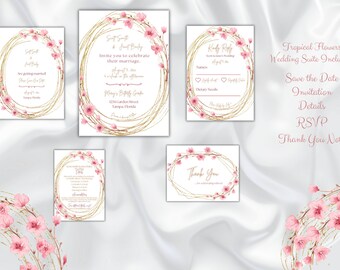 Kirschblüten-Eleganz: ein japanisch inspiriertes Hochzeitseinladungspaket