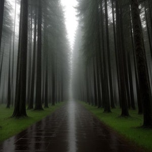 forest and rain