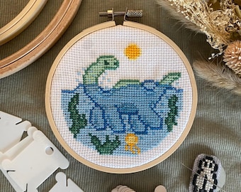 Champ Cross Stitch Pattern - Cryptids, Cryptozoology and Legendary Creatures - Modern Cross Stitch PDF