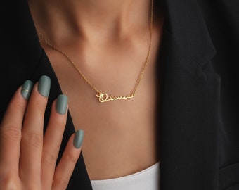14K Gold personalisierte Namenskette, benutzerdefinierte Namenskette, Gold Mama Halskette, Namensschild Halskette, Geschenk für sie, Weihnachtsgeschenk