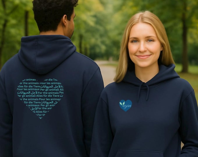 Herz Hoodie „For the Animals“
