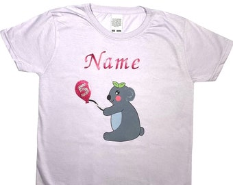 Personalisiertes t-shirt | Kindertshirt | T-Shirt mit Namen | Glitzer T-Shirt, Bedrucktes T-Shirt | Tiertshirt | t-shirt mit Zahl