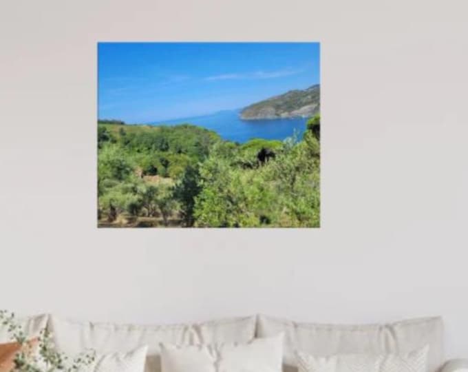 Ligurien Leinwand - Mediterrane Landschaft mit Meerblick