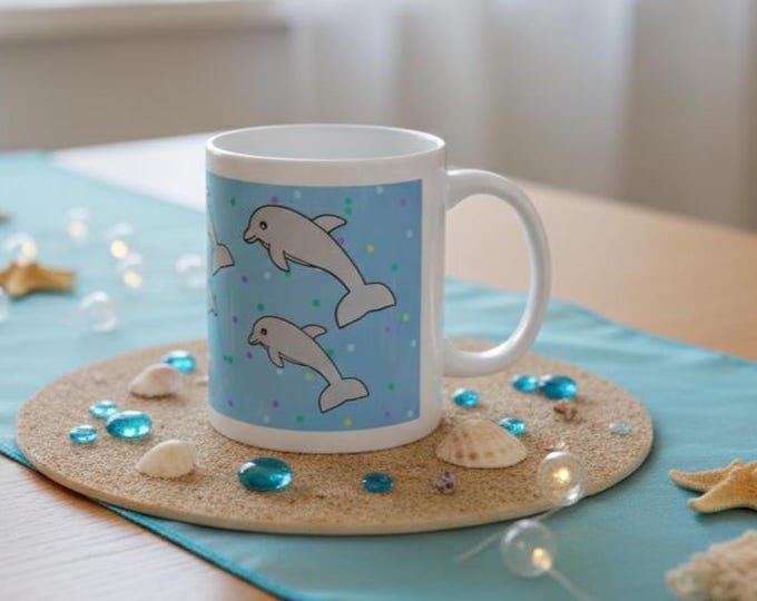 Keramiktasse „Delfine“