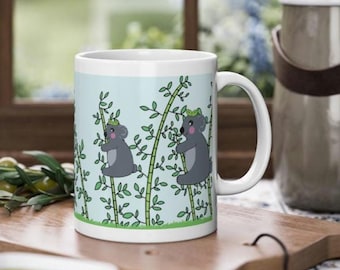 Koala Tasse mit Pflanzenmotiv - Tierischer Becher für Groß und klein - Geschenk für Naturfreunde