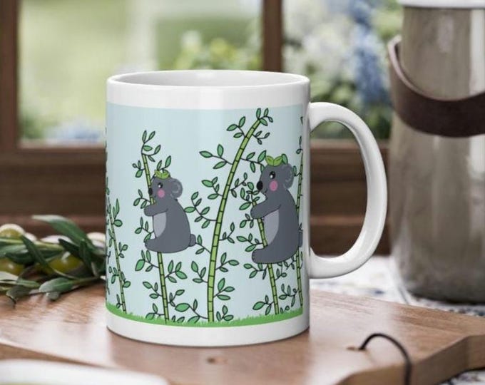Koala Tasse mit Pflanzenmotiv - Tierischer Becher für Groß und klein - Geschenk für Naturfreunde