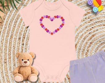 Bio Baby Body mit Blumenherz