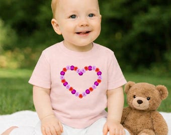 Baby T-Shirt „Blumenherz“