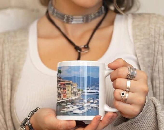 Italien Tasse mit Portofino-Motiv - Mediterraner Becher als Geschenkidee für Italien-Fans