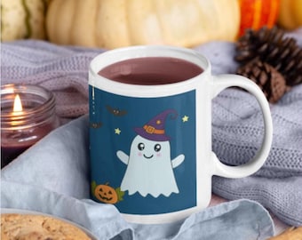 Süße Halloween Tasse mit Gespenster und Kürbisse - Herbstlicher Becher für Kinder und Erwachsene