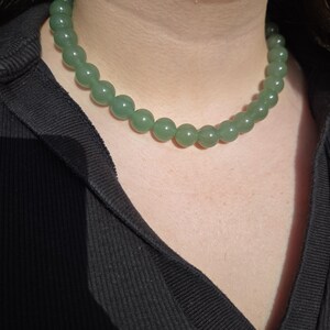 Natural green aventurine stone necklace with 10mm beads - green bead necklace - timeless necklace - custom-made necklace image 9