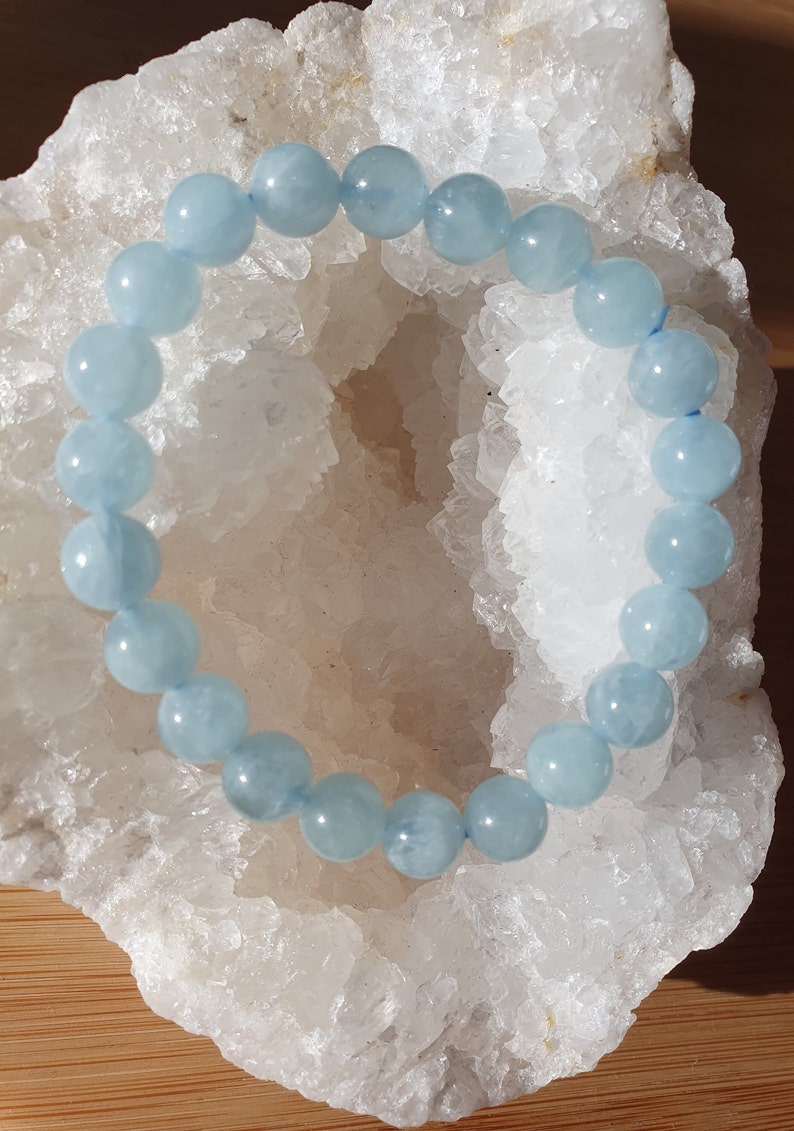 Aquamarine natural stone bracelet image 1