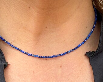 Collier Perles En Lapis Lazuli - Modèle N°1 - Occasion - Pierre Bleue Naturelle