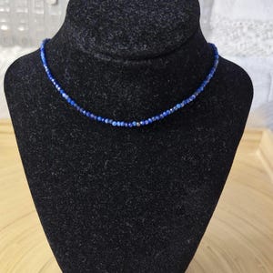 Lapis lazuli - Natural lapis lazuli stone necklace with 2 or 3 mm faceted beads - Custom-made necklace image 8