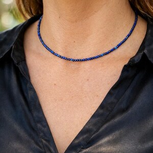 Lapis lazuli - Natural lapis lazuli stone necklace with 2 or 3 mm faceted beads - Custom-made necklace