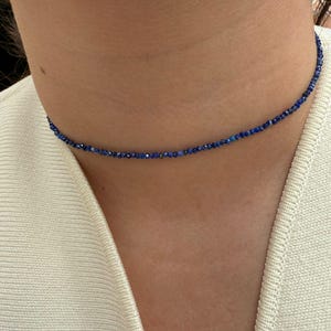 Lapis lazuli - Natural lapis lazuli stone necklace with 2 or 3 mm faceted beads - Custom-made necklace image 5