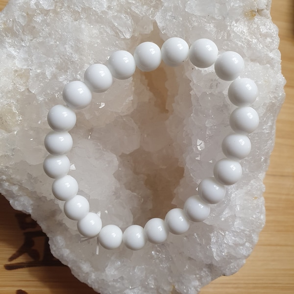 Bracelet Agate Blanche en perles naturelles