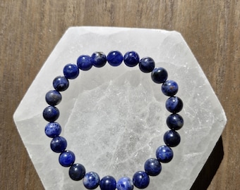 Natural sodalite stone bracelet - in 6mm or 8mm beads