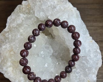 Bracelet en Porphyre Impérial Rouge Rare • Pierre Naturelle Antique • Pierre de Force & Protection • Elastique ou avec fermoir ajustable