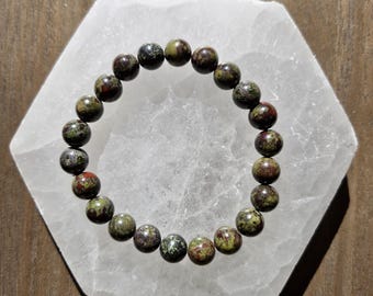 BRACELET PERLES JASPE SANG DE DRAGON GRADE A FAIT MAIN - SUR MESURE - NEUF