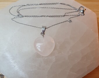 Rose quartz necklace and pendant - heart